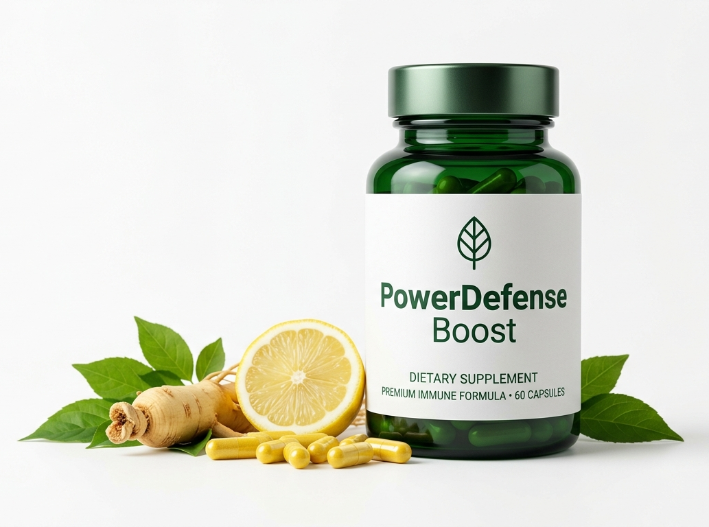 Frasco do PowerDefense Boost — suplemento alimentar para energia e vitalidade